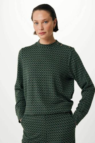 Mexx γυναικεία jacquard μπλούζα με μικροσχέδιο - TU2191036W Πράσινο Σκούρο S